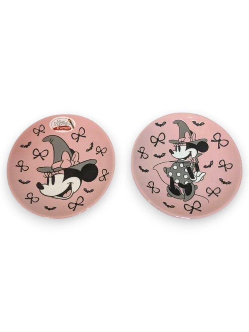 Disney Minnie Mouse Pink and Black Halloween Plates set Of 4 NWT